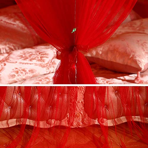 Red de cúpula de Techo para Bodas Red Dome, Cama de Bodas roja Decoración para Love Hotel Dome Camas con Dosel Bloqueo de Mosquitos Cúpula Decorativa Mosquitera Ropa de Cama Malla encriptada Fácil