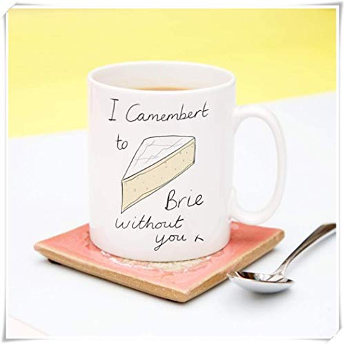 Regalo de aniversario cursi 'I camembert to brie sin ti' - San Valentín divertido, regalo de novia, regalo de novio, taza de San Valentín, taza de cafétaza de té de cerámica de 11 oz, alto brillo