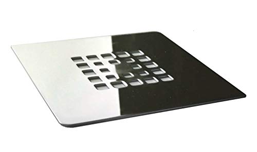 Rejilla cuadrada de 12 X 12 cm en acero inoxidable para platos de ducha de resina,pizarra,mármol,piedra