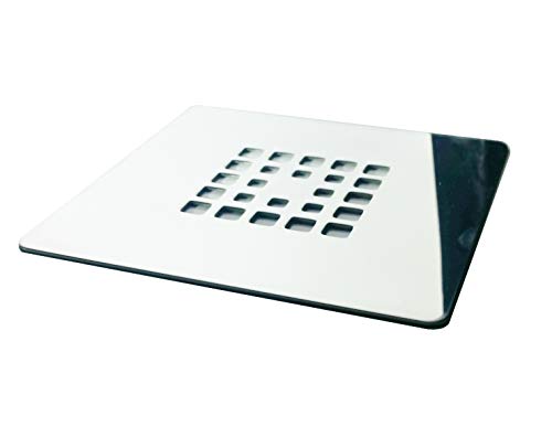 Rejilla cuadrada de 12 X 12 cm en acero inoxidable para platos de ducha de resina,pizarra,mármol,piedra