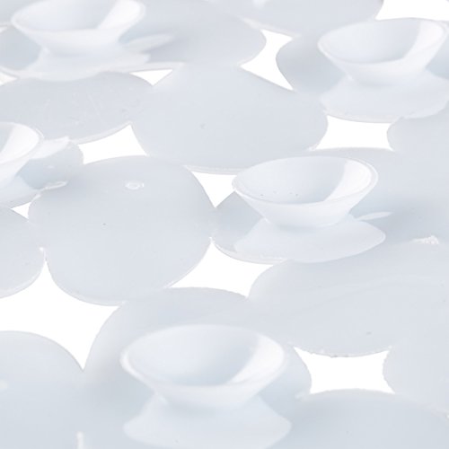 Relaxdays Alfombra Bañera Antideslizante, Diseño Piedra, Alfombrilla Baño Ventosas, PVC, 1 Ud, 66,5 x 34,5 cm, Blanco