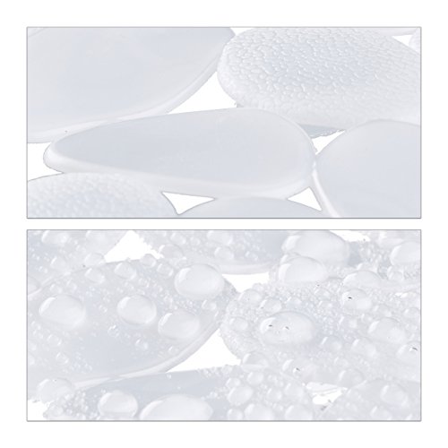 Relaxdays Alfombra Bañera Antideslizante, Diseño Piedra, Alfombrilla Baño Ventosas, PVC, 1 Ud, 66,5 x 34,5 cm, Blanco