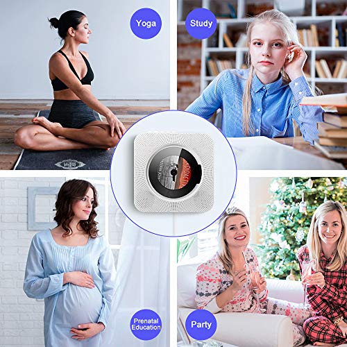 Reproductor de CD portátil, Altavoz HiFi Incorporado, Reproductor de CD de música MP3 USB con Bluetooth con Radio FM de Audio para el hogar, Conector AUX de 3,5 mm, Regalo para la Familia (White)