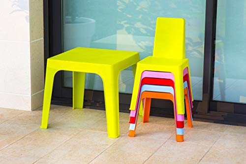 resol Julieta set infantil de 2 sillas y 1 mesa para interior, exterior, jardín - color rosa