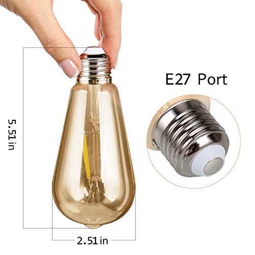 Retro Edison Bombilla, Samione Vintage E27 Edison Bombilla Tungsteno Filamento Blanco Cálido Decorativa Bombilla de Incandescente Cristal Lámpara for Casa, Restaurante, Bar - 3 Unidades