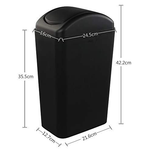 Rinboat 14 L Cubo de Basura Basurero Papelera de Plástico para Oficina o Cocina, Color Negro, 1 Paquete
