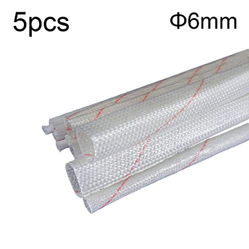 Robluee - 5 Manguitos aislantes de Polietileno para Cable eléctrico, ignífugo, Aislante, Fibra de Vidrio Trenzada, protección térmica, Alta Temperatura
