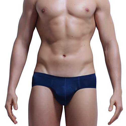 Ropa Interior para Hombre Escritos de los Hombres de Verano Calzoncillos de Seda de Hielo Transparente bajo la Cintura Bragas Atractivas, E Gray, L