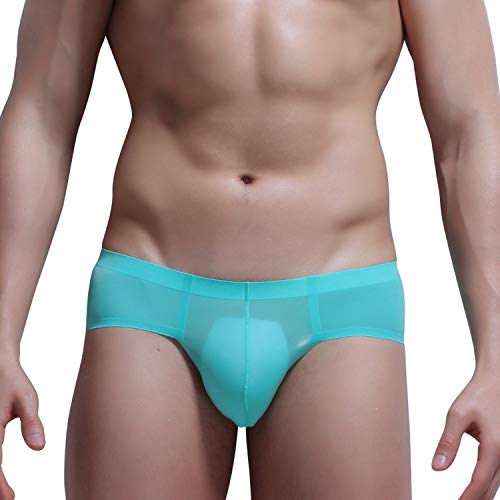 Ropa Interior para Hombre Escritos de los Hombres de Verano Calzoncillos de Seda de Hielo Transparente bajo la Cintura Bragas Atractivas, E Gray, L