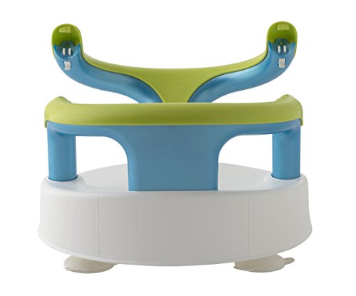 Rotho Babydesign Asiento para bañera, Anillo plegable, Cierre de seguridad para niños, 7-16 meses, Hasta 13kg, Sin BPA, 35x31,3x22cm, Verde/Aguamarina perla/Blanco (20429022001)