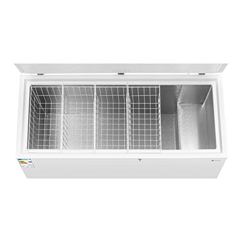 Royal Catering Arcón Congelador Profesional RCFZ-459 (459 L, A+, Consumo anual 354 kWh, Iluminación interior, Cerradura, Temperatura -12 bis - 28°C, incl. 4 Cestas)