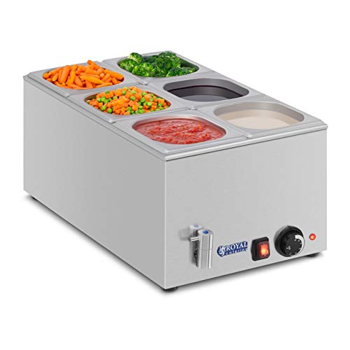 Royal Catering - RCBM-1/6-150A-GN - Baño María 1/6 - max 95°C - 230 Volt - 1200 Watt - Profundidad 150mm - grifo de vaciado