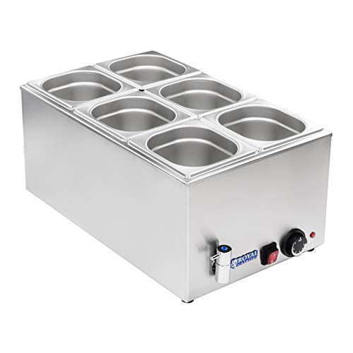 Royal Catering - RCBM-1/6-150A-GN - Baño María 1/6 - max 95°C - 230 Volt - 1200 Watt - Profundidad 150mm - grifo de vaciado