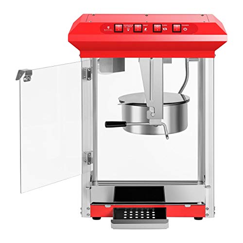 Royal Catering RCPR-1325 Palomitera Maquina de Palomitas Profesional (1325 W, aprox. 3 kg/h, Revestimiento de Teflón, 37,5 x 45,6 x 59 cm) Roja