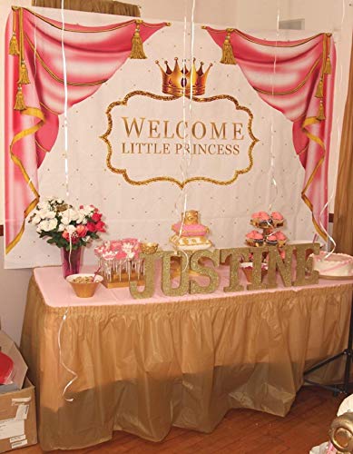 Royal Pink Princess Baby Shower Telón de fondo Corona de Oro Rosa Cortina Fondo Blanco Bebé Niña Ducha Fiesta Banner Suministros Decoración