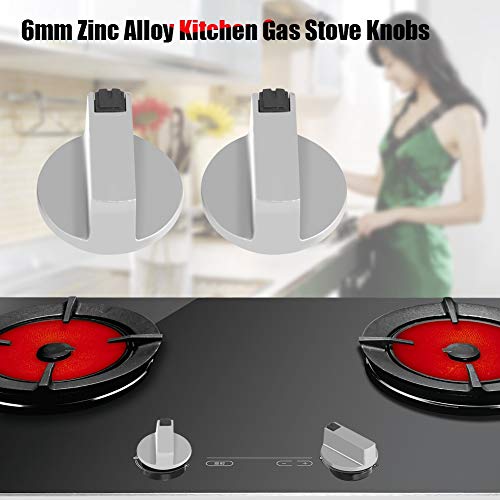 Ruiqas 2 Piezas 6Mm Perilla de La Estufa de Aleación de Zinc Cocina Casera Perillas de La Estufa de Gas Cocina Horno Horno Placa de Metal Interruptor de Control