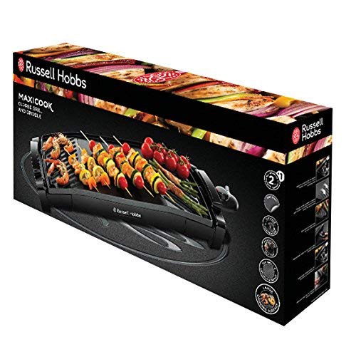Russell Hobbs Maxicook - Plancha de Cocina Eléctrica (Grill Curvado para Extraer Grasa, 2200 W, Negro) - ref. 22940-56