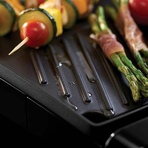 Russell Hobbs Maxicook - Plancha de Cocina Eléctrica (Grill Curvado para Extraer Grasa, 2200 W, Negro) - ref. 22940-56