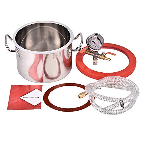 S SMAUTOP Kit de cámara de vacío de 1,5 galones (6,8 l) con bomba de vacío monofásica HVAC de 3,5 PCM para mantenimiento en refrigeración, análisis de gases y elaboración de cerveza