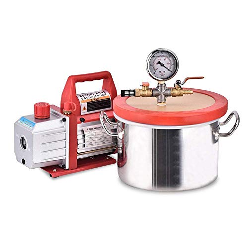 S SMAUTOP Kit de cámara de vacío de 1,5 galones (6,8 l) con bomba de vacío monofásica HVAC de 3,5 PCM para mantenimiento en refrigeración, análisis de gases y elaboración de cerveza