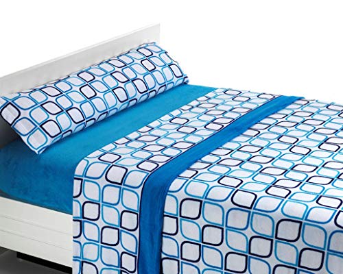 SABANALIA Juego de sábanas de coralina Spring - Azul, Cama 150
