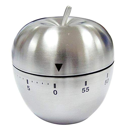 SAGIUSDM Temporizador de Cocina mecánico Temporizador de Huevo de Acero Inoxidable maquinaria Cuenta Regresiva recordatorio Despertador temporizadores de intervalo Herramientas de Cocina, Manzana