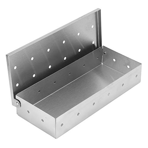 SANON Caja de Barbacoa Caja de Ahumador de Parrilla de Carne de Acero Inoxidable para Carbón de Leña.
