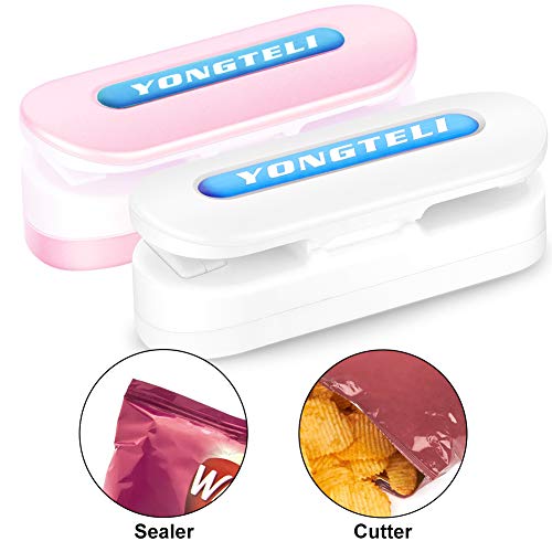 SCOBUTY Sellador de Bolsas,Mini Sellador Portátil,Bolsa de Herramienta de Sellado Portátil, Comida y merienda Bolsa de Almacenamiento, Corte y Sellado ráPidamente Hacer Comida Fresca