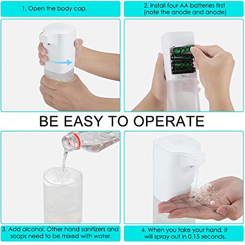 SEAAN Dispensador automático de jabón, pulverizador de Alcohol sin Contacto de 350 ml, pulverizador de desinfección por inducción automática, Traje para público, baño, Cocina (rociar)