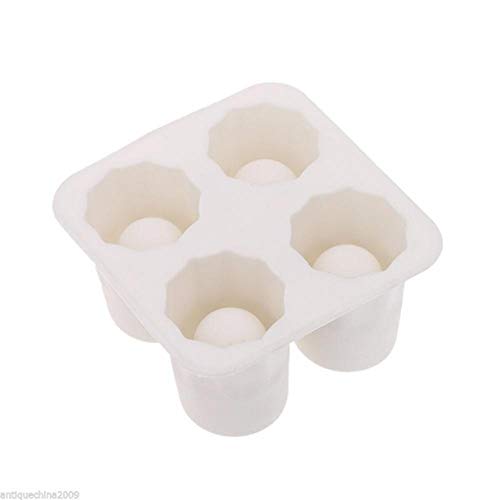 SELLM Bar Fiesta Bebida Bandeja de Hielo Cubo Molde de congelación Molde de Hielo 4 Tazas Tarrinas de Helado de Silicona Accesorios de Cocina, Marfil