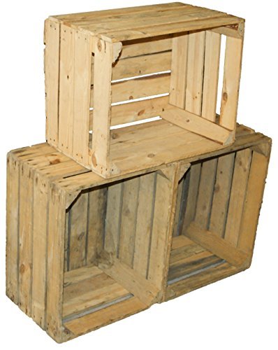 Set of 3 Vintage madera - Las fruta de - Caja para vino - color desgastado