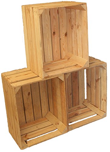 Set of 3 Vintage madera - Las fruta de - Caja para vino - color desgastado