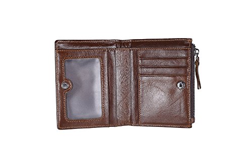 SGJFZD Billetera de Hombre Doble Cremallera Bolsa de Moneda Piel de Becerro Vertical Vintage Corto Primera Capa Cartera de Cuero (Color : Black, tamaño : S)