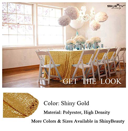 ShinyBeauty Mantel de Lentejuelas Doradas 48x72 Pulgadas Mantel de Lentejuelas Dorado Mantel de Oro Brillante Manteles de Lentejuelas Funda de Lentejuelas Doradas para decoración de Bodas/Fiestas