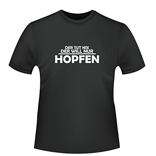 Shirtzshop ID104195 - Camiseta de manga corta para hombre, diseño con texto en alemán "Der TUT nix, der Will nur Hopfen" Negro XL