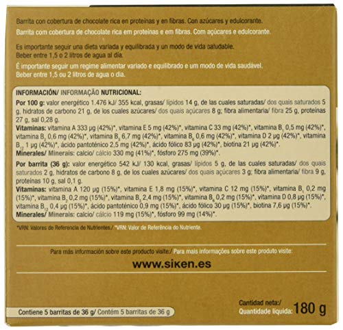 Siken Diet - Barrita de café de 36 g. Estuche de 5 unidades. 130 Kcal/barrita.