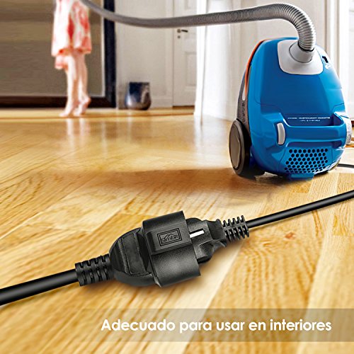 SIMBR Cable Alargador de Corriente IP20 H05VV Alargador Cable 5m 10m 20m Color Negro (5m)
