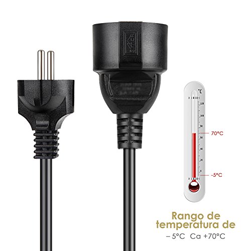 SIMBR Cable Alargador de Corriente IP20 H05VV Alargador Cable 5m 10m 20m Color Negro (5m)