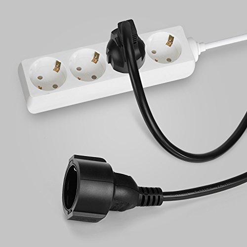 SIMBR Cable Alargador de Corriente IP20 H05VV Alargador Cable 5m 10m 20m Color Negro (5m)
