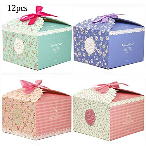 SIMUER Cajas de Regalo, Juego de 12 Cajas de golosinas Decorativas Tortas Galletas Golosinas Hechas a Mano Cajas de Regalo Navidad cumpleaños Vacaciones Bodas