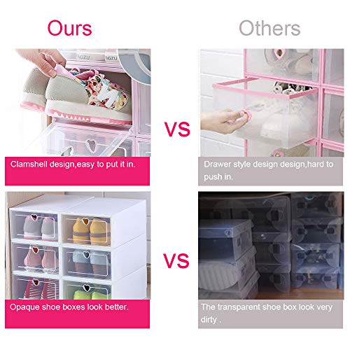 Sinbide 6 * / 12 * Cajas para Zapatos Plástico, Cajas de Zapatos para Hombres y Mujeres, Organizador de Zapatos, Impermeable, Ahorra Espacio, Casa, Hogar, 31.5cm*21.5cm*12.5cm (Blanco, 12)