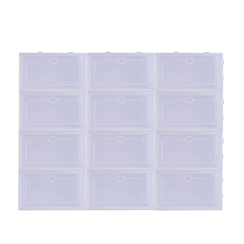 Sinbide 6 * / 12 * Cajas para Zapatos Plástico, Cajas de Zapatos para Hombres y Mujeres, Organizador de Zapatos, Impermeable, Ahorra Espacio, Casa, Hogar, 31.5cm*21.5cm*12.5cm (Blanco, 12)