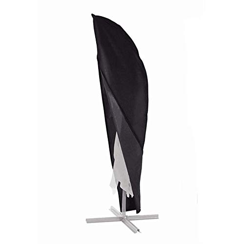 SIRUITON Fundas Protectora Sombrilla Exterior Jardin Impermeable Cubierta De Parasol Excéntrico PoliéSter Resistente Al Desgarro Negro (265x100x50cm)