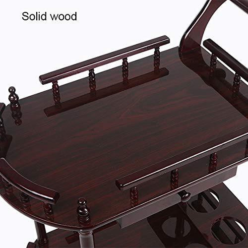 Sirviendo a la compra de 3 niveles Isla Carro de cocina de madera sólida de la carretilla industrial de almacenamiento de Compras Inicio Utilidad comercial de la compra, con botellas de vino rack,A