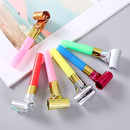 Siumir Fiesta blowouts noisemakers Blowouts de Papel Blowout Whistles Toys para Niños Extra Largo Acerca de 25 cm, Colores Surtidos