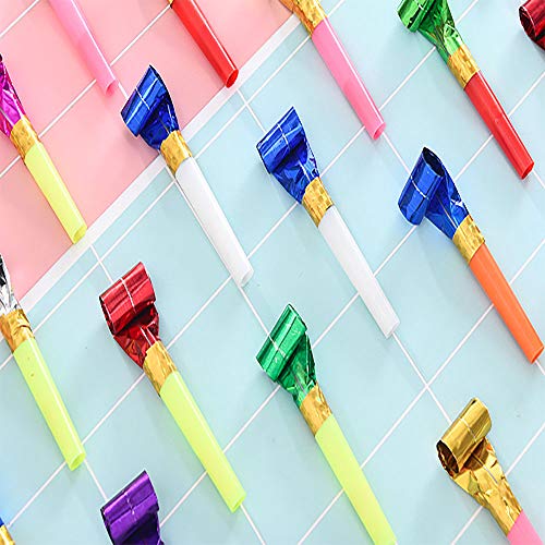 Siumir Fiesta blowouts noisemakers Blowouts de Papel Blowout Whistles Toys para Niños Extra Largo Acerca de 25 cm, Colores Surtidos