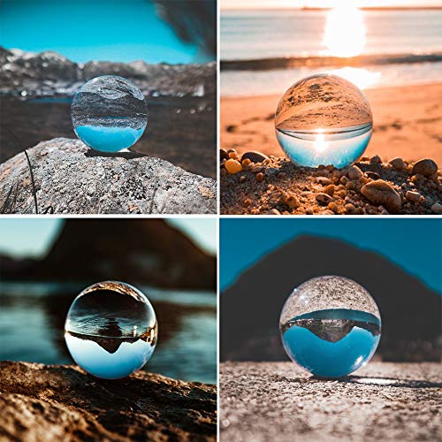 Siumir K9 Bola de Cristal Bola de Vidrio Transparente 80 mm Bola de Lente con Soporte para Decoración, Meditación, Fotografía (80)