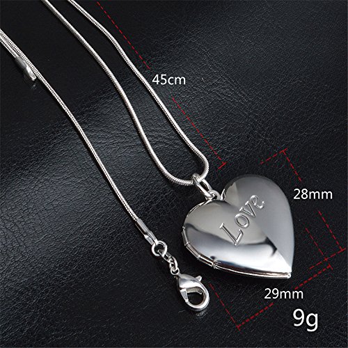 skyllc® Delicado Plata de Ley del Amor del corazón Caja de la Foto Colgante con Collar de Cadena Fina para Chicas