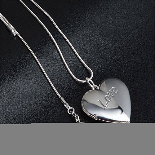 skyllc® Delicado Plata de Ley del Amor del corazón Caja de la Foto Colgante con Collar de Cadena Fina para Chicas