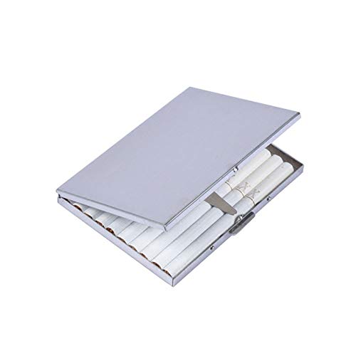 SMXGF Estuche de Cigarrillos, Grosor y Modelos de Doble Uso, Ambiente Simple y Elegante Estuche de Cigarrillos de Metal de Acero Inoxidable Ultrafino, portátil Antihumedad y presión Día del Padre for